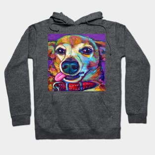 Cute Derpy Chiweenie Puppy on Violet Hoodie